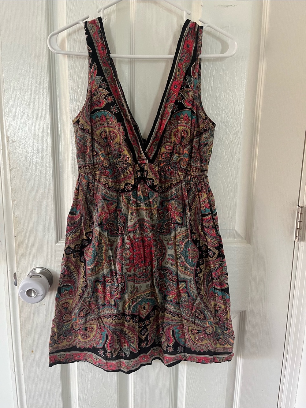Angie Paisley Mini Dress in Black, Pink, Teal